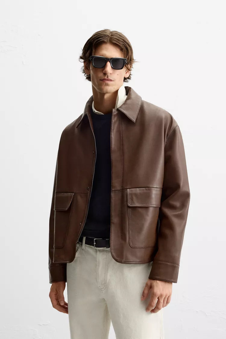 BLOUSON DE CUERO CON BOLSILLOS